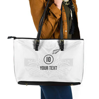 Custom New Zealand Football Leather Tote Bag The Whites-Sporty T90 Style LT03 - Polynesian Pride