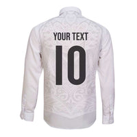 Custom New Zealand Football Long Sleeve Button Shirt The Whites-Sporty T90 Style LT03 - Polynesian Pride