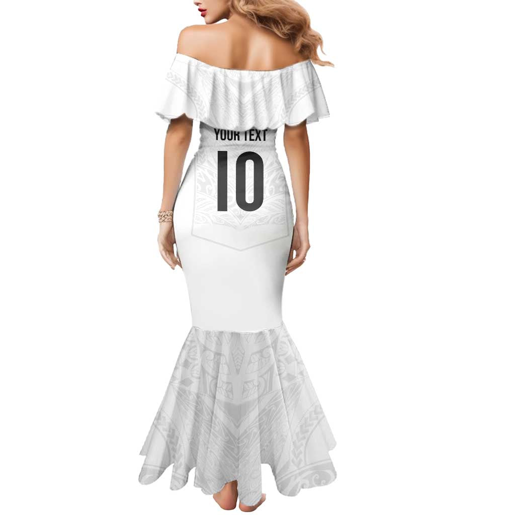 Custom New Zealand Football Mermaid Dress The Whites-Sporty T90 Style LT03 - Polynesian Pride