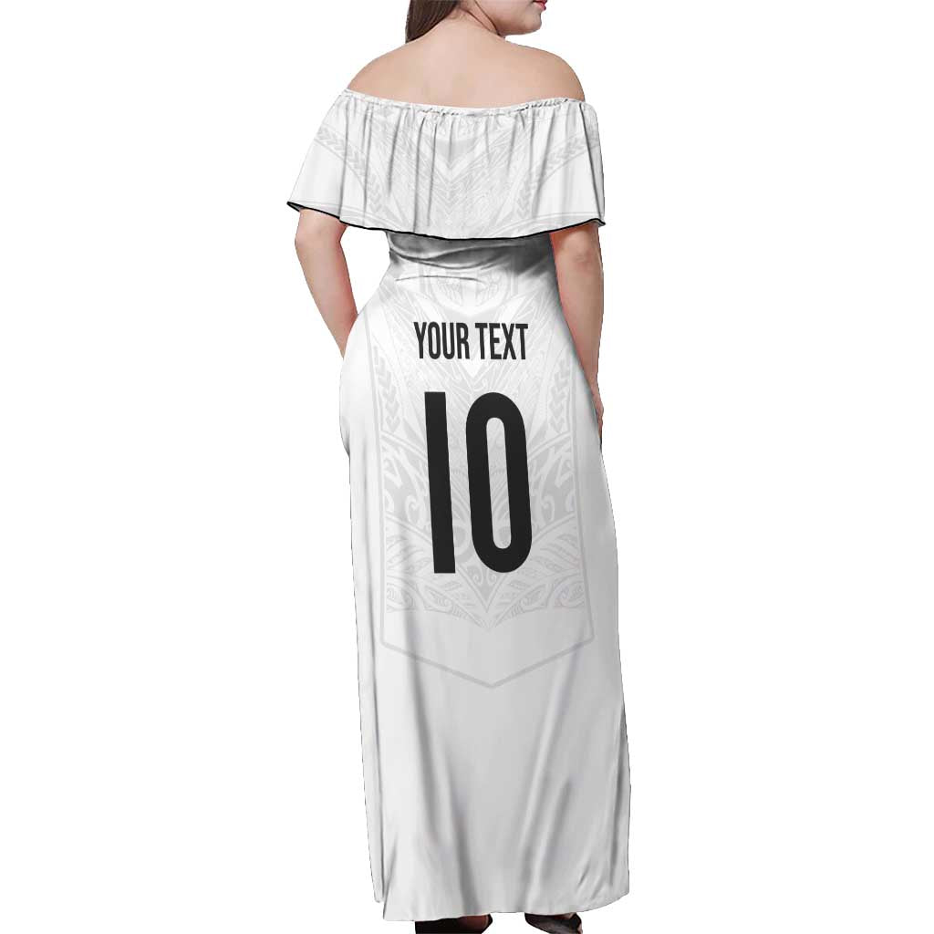Custom New Zealand Football Off Shoulder Maxi Dress The Whites-Sporty T90 Style LT03 - Polynesian Pride