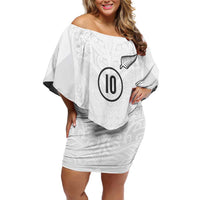 Custom New Zealand Football Off Shoulder Short Dress The Whites-Sporty T90 Style LT03 Women White - Polynesian Pride