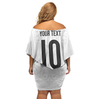 Custom New Zealand Football Off Shoulder Short Dress The Whites-Sporty T90 Style LT03 - Polynesian Pride