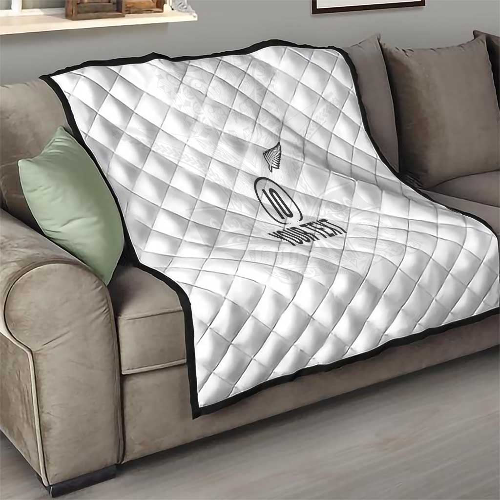 Custom New Zealand Football Quilt The Whites-Sporty T90 Style - Polynesian Pride