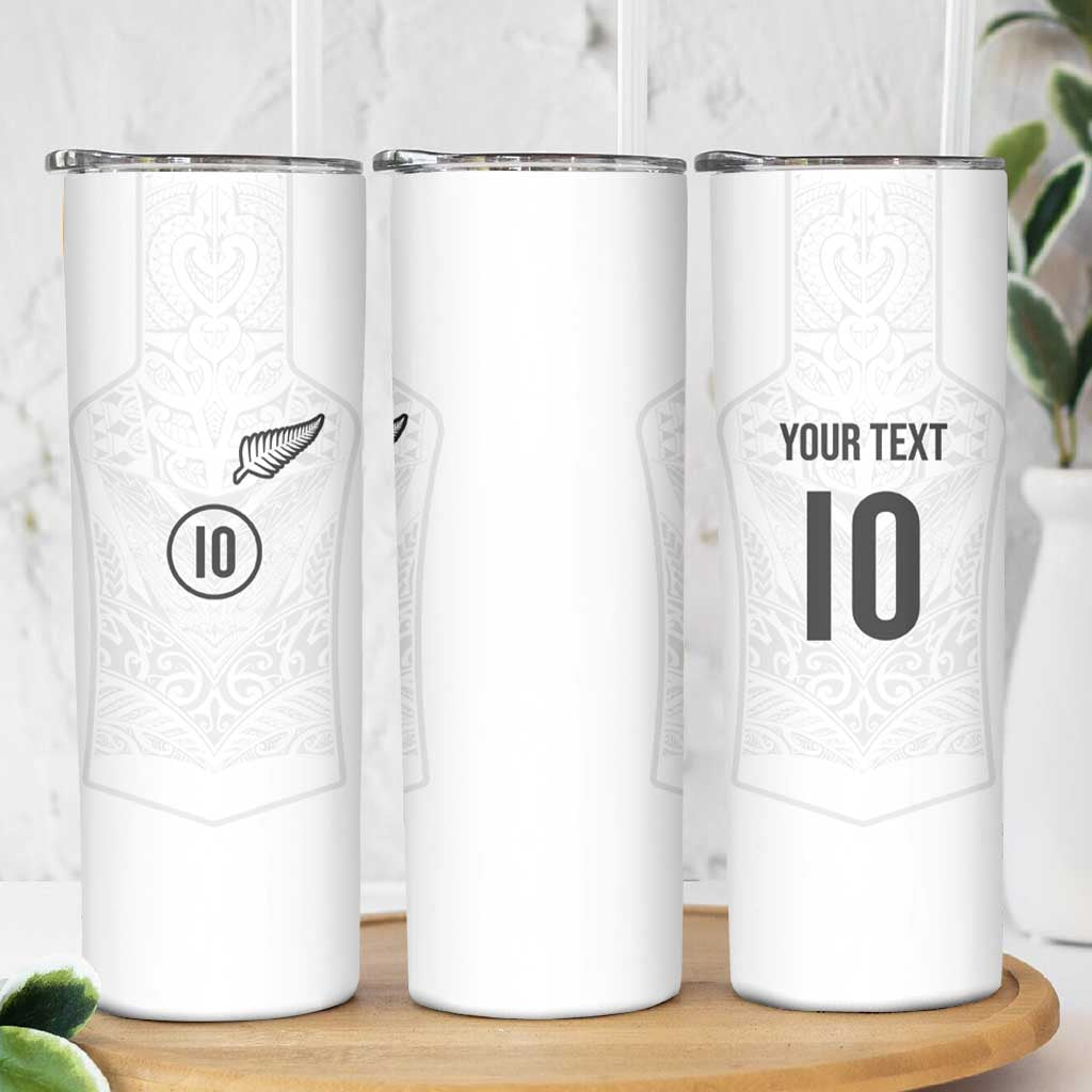 Custom New Zealand Football Skinny Tumbler The Whites-Sporty T90 Style LT03 - Polynesian Pride
