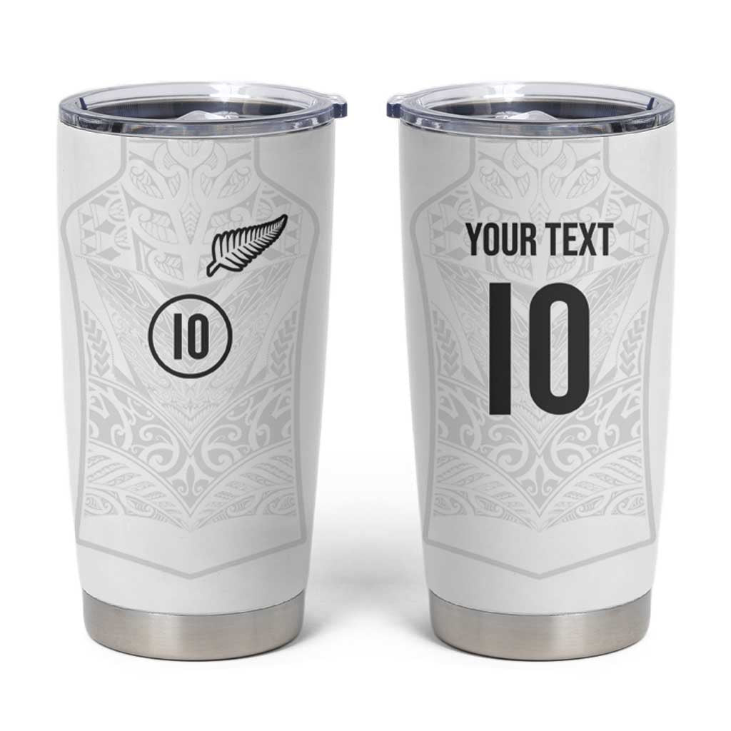 Custom New Zealand Football Tumbler Cup The Whites-Sporty T90 Style LT03 White - Polynesian Pride