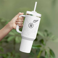 Custom New Zealand Football Tumbler With Handle The Whites-Sporty T90 Style - Polynesian Pride