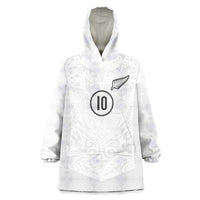 Custom New Zealand Football Wearable Blanket Hoodie The Whites-Sporty T90 Style LT03 One Size White - Polynesian Pride