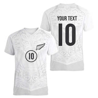 Custom New Zealand Football Women V-Neck T-Shirt The Whites-Sporty T90 Style LT03 - Polynesian Pride