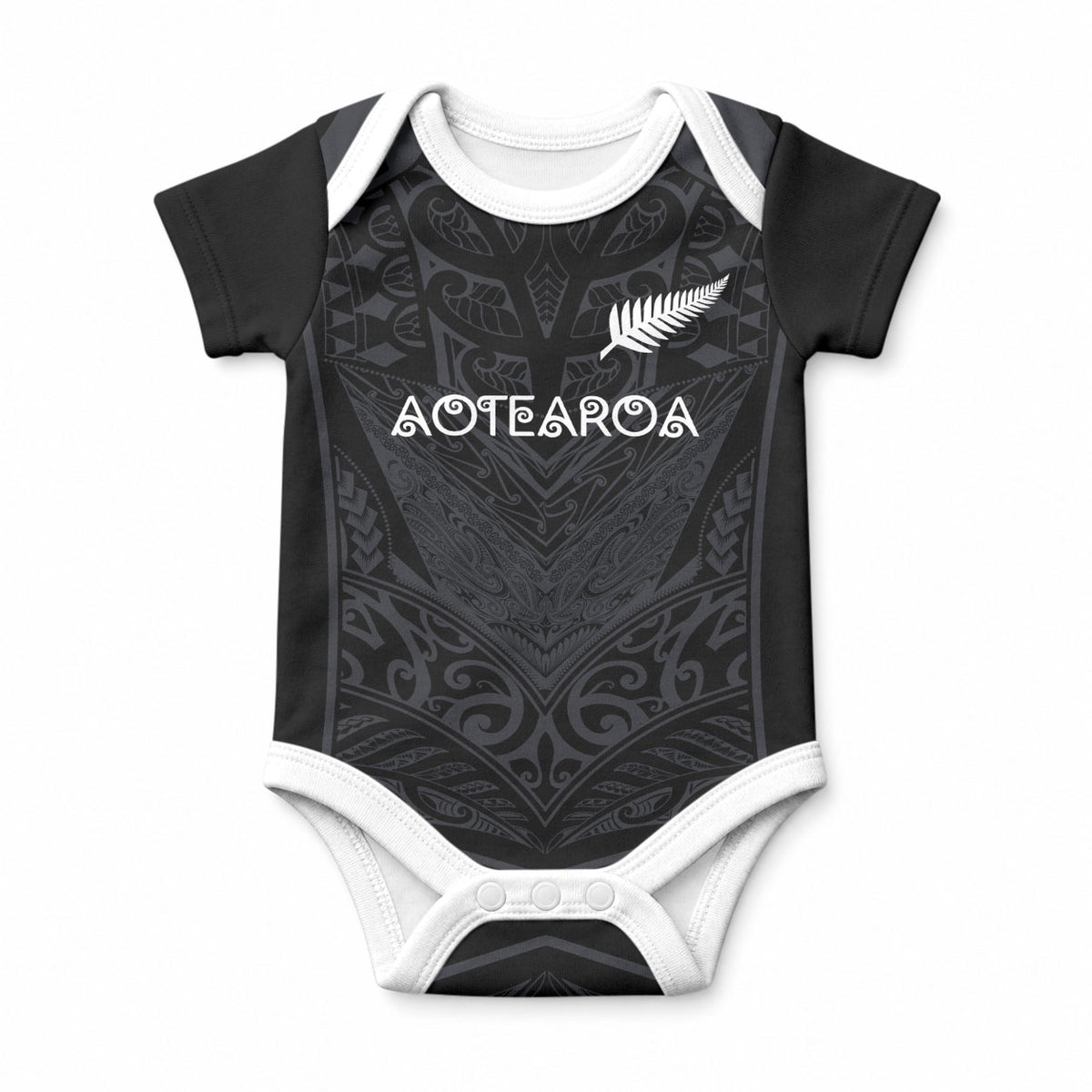 Custom Aotearoa Rugby Baby Onesie The Blacks-Sporty T90 Style LT03 Black - Polynesian Pride