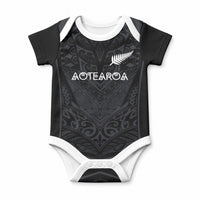 Custom Aotearoa Rugby Baby Onesie The Blacks-Sporty T90 Style LT03 Black - Polynesian Pride
