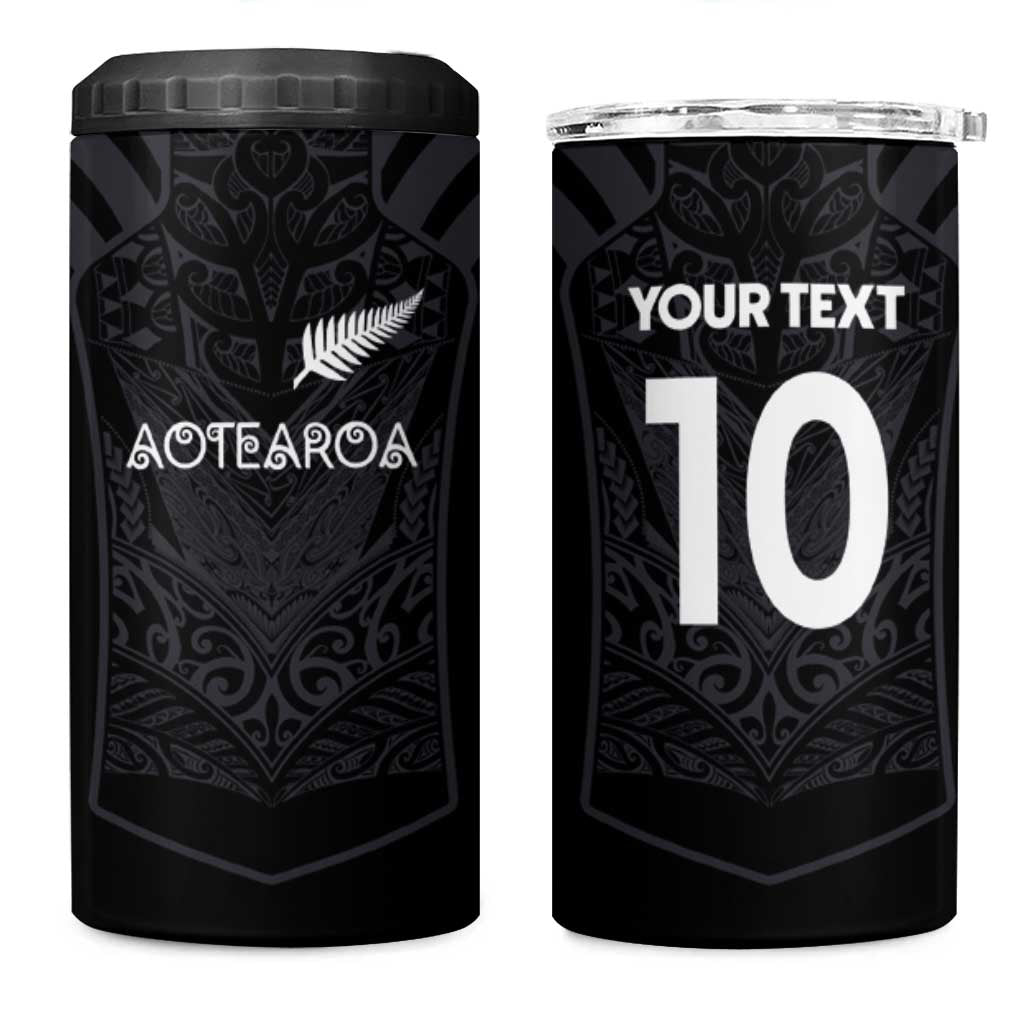 Custom Aotearoa Rugby 4 in 1 Can Cooler Tumbler The Blacks-Sporty T90 Style LT03 One Size: 16 oz Black - Polynesian Pride