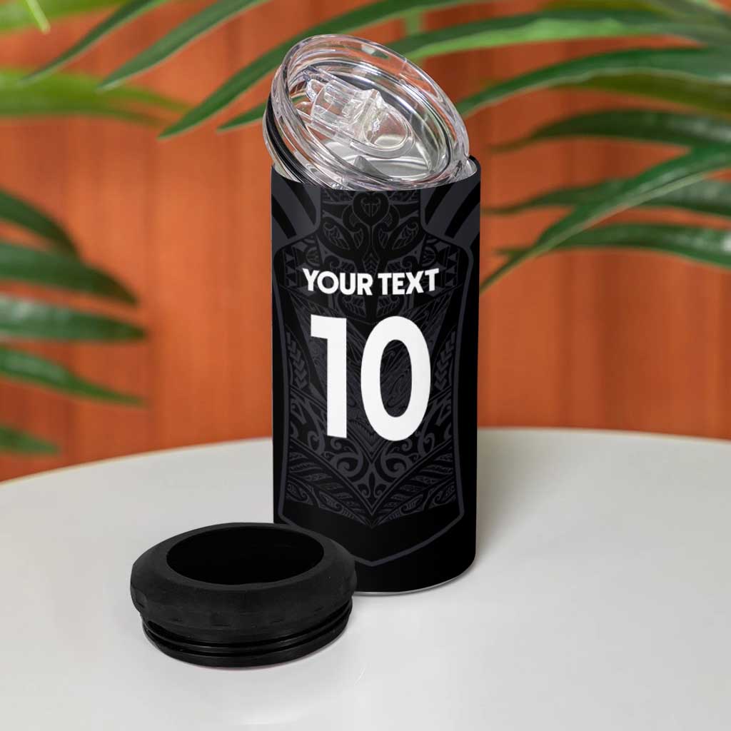 Custom Aotearoa Rugby 4 in 1 Can Cooler Tumbler The Blacks-Sporty T90 Style - Polynesian Pride