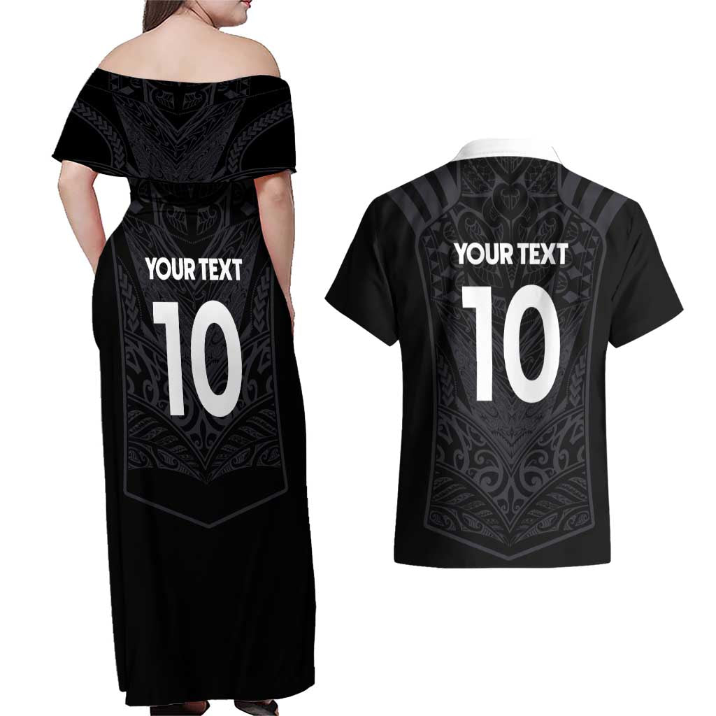 Custom Aotearoa Rugby Couples Matching Off Shoulder Maxi Dress and Hawaiian Shirt The Blacks-Sporty T90 Style - Polynesian Pride