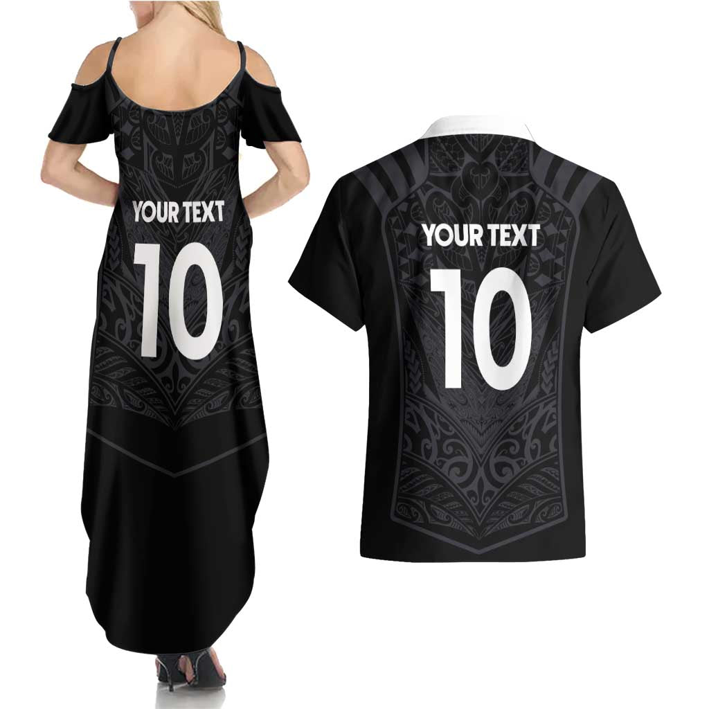 Custom Aotearoa Rugby Couples Matching Summer Maxi Dress and Hawaiian Shirt The Blacks-Sporty T90 Style - Polynesian Pride