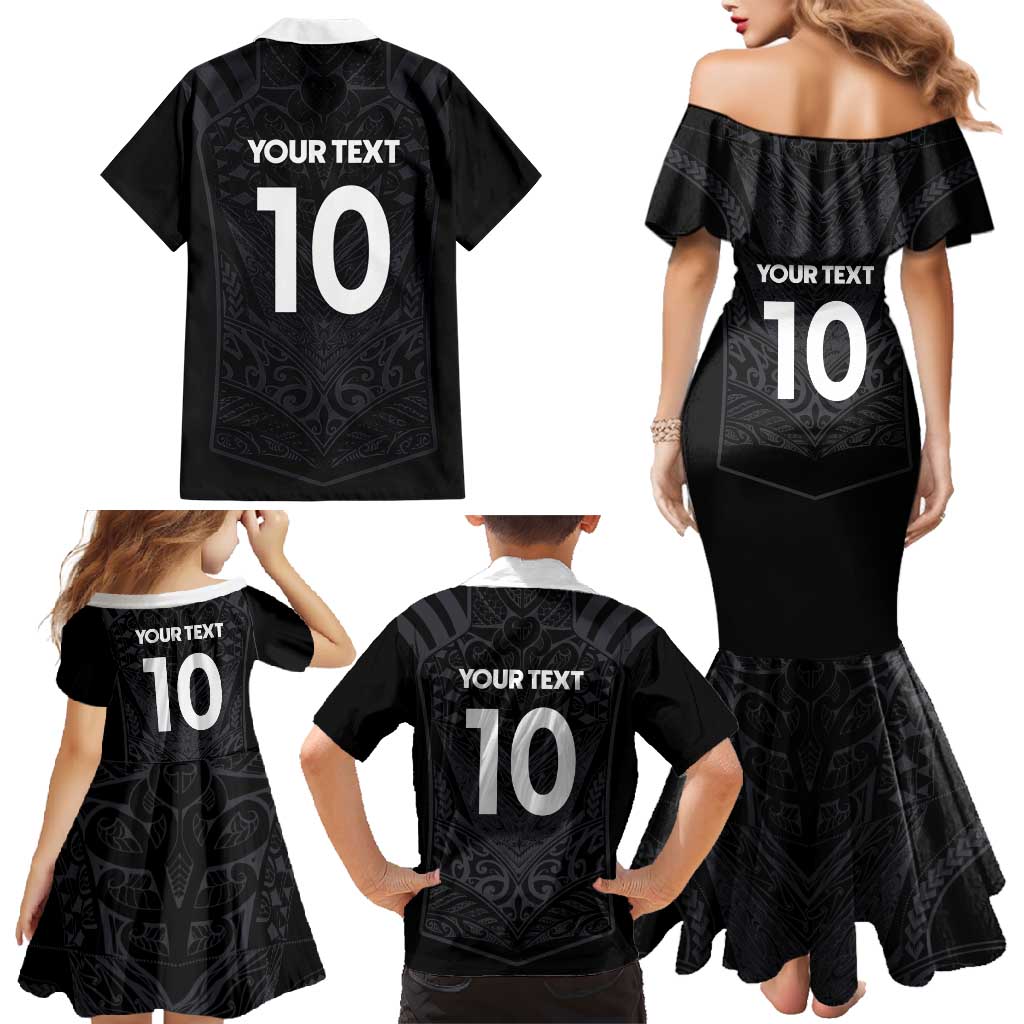 Custom Aotearoa Rugby Family Matching Mermaid Dress and Hawaiian Shirt The Blacks-Sporty T90 Style LT03 - Polynesian Pride