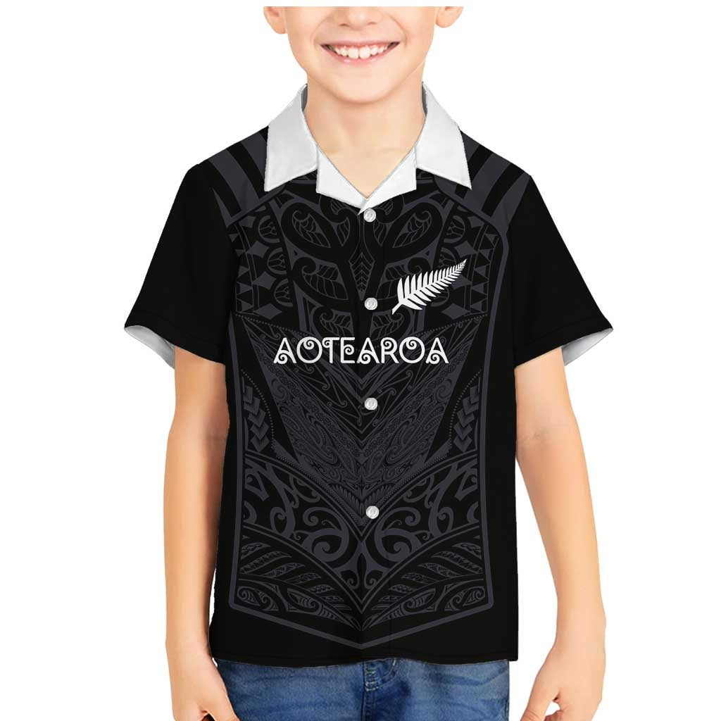 Custom Aotearoa Rugby Family Matching Mermaid Dress and Hawaiian Shirt The Blacks-Sporty T90 Style LT03 Son's Shirt Black - Polynesian Pride