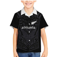 Custom Aotearoa Rugby Family Matching Mermaid Dress and Hawaiian Shirt The Blacks-Sporty T90 Style LT03 Son's Shirt Black - Polynesian Pride