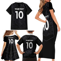 Custom Aotearoa Rugby Family Matching Short Sleeve Bodycon Dress and Hawaiian Shirt The Blacks-Sporty T90 Style LT03 - Polynesian Pride