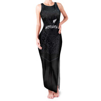 Custom Aotearoa Rugby Family Matching Tank Maxi Dress and Hawaiian Shirt The Blacks-Sporty T90 Style LT03 Mom's Dress Black - Polynesian Pride