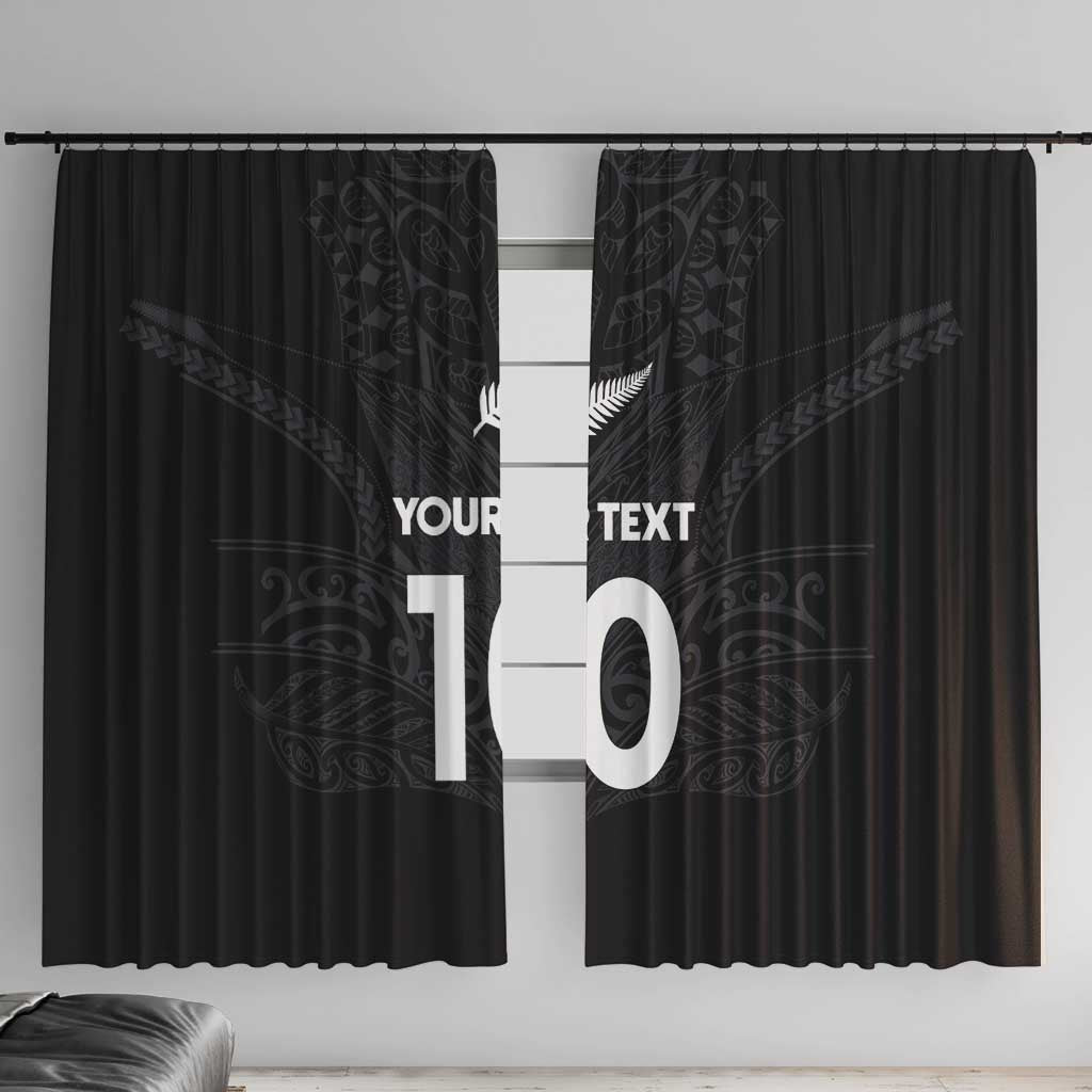 Custom Aotearoa Rugby Window Curtain The Blacks-Sporty T90 Style LT03 With Hooks Black - Polynesian Pride