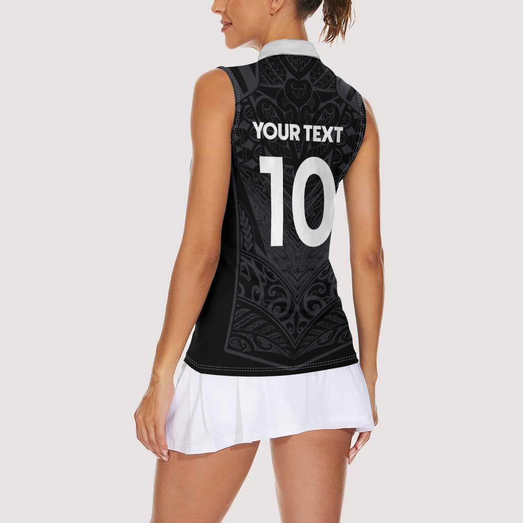 Custom Aotearoa Rugby Women Sleeveless Polo Shirt The Blacks-Sporty T90 Style - Polynesian Pride