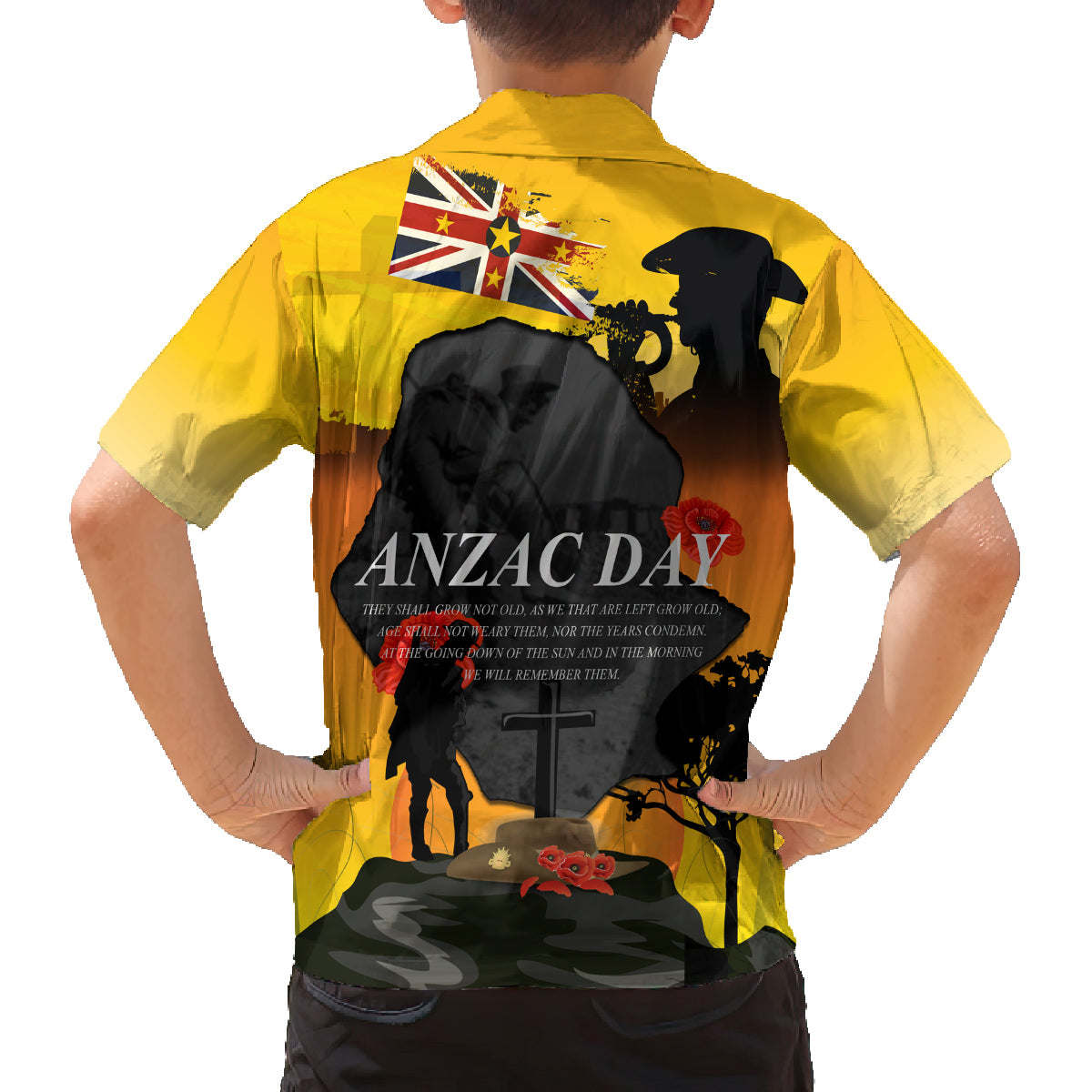Niue ANZAC Day Family Matching Off Shoulder Maxi Dress and Hawaiian Shirt Soldier and Gallipoli Lest We Forget LT03 - Polynesian Pride