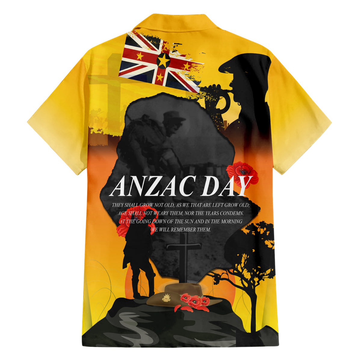 Niue ANZAC Day Family Matching Short Sleeve Bodycon Dress and Hawaiian Shirt Soldier and Gallipoli Lest We Forget LT03 - Polynesian Pride