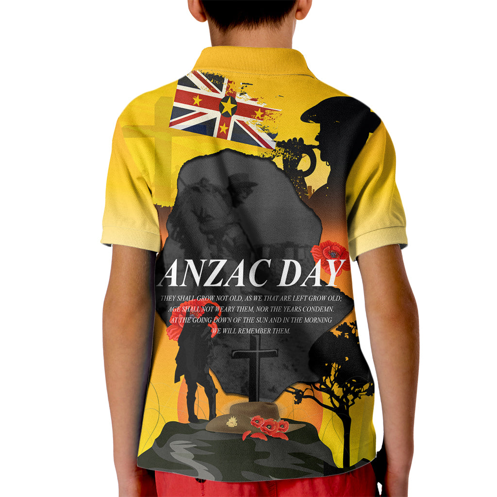 Niue ANZAC Day Kid Polo Shirt Soldier and Gallipoli Lest We Forget LT03 - Polynesian Pride
