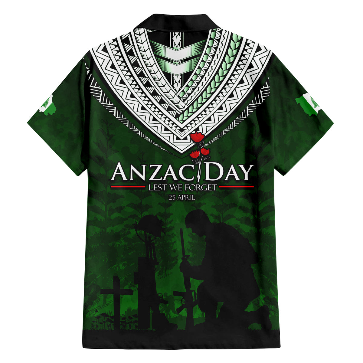 Norfolk Island ANZAC Day Family Matching Summer Maxi Dress and Hawaiian Shirt Soldier Lest We Forget Camouflage LT03 - Polynesian Pride