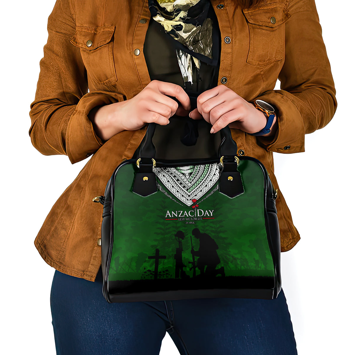 Norfolk Island ANZAC Day Shoulder Handbag Soldier Lest We Forget Camouflage LT03 - Polynesian Pride