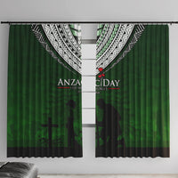 Norfolk Island ANZAC Day Window Curtain Soldier Lest We Forget Camouflage LT03 With Hooks Green - Polynesian Pride
