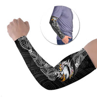 American Samoa Flag Day Arm Sleeves Tribal Tattoo with Eagle Black