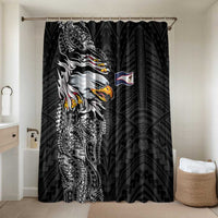 American Samoa Flag Day Bathroom Set Tribal Tattoo with Eagle Black