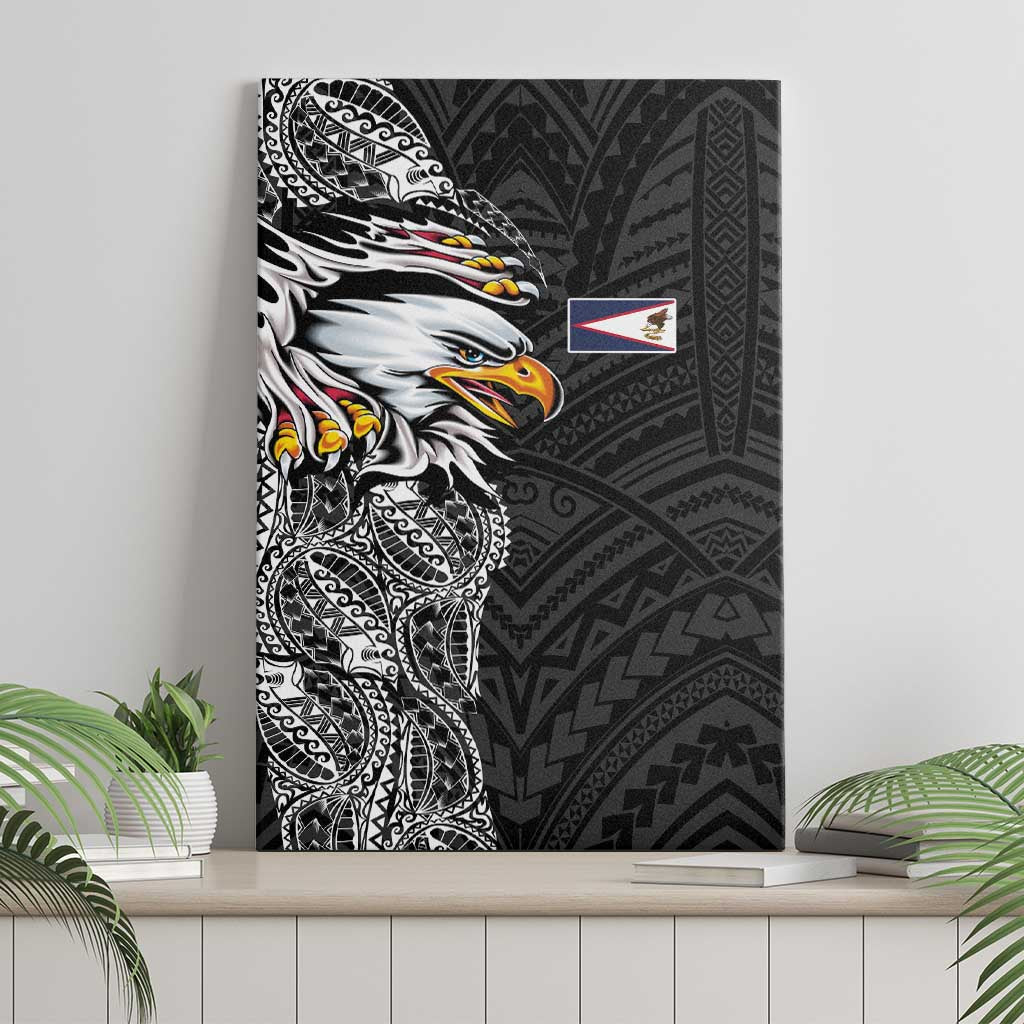 American Samoa Flag Day Canvas Wall Art Tribal Tattoo with Eagle Black