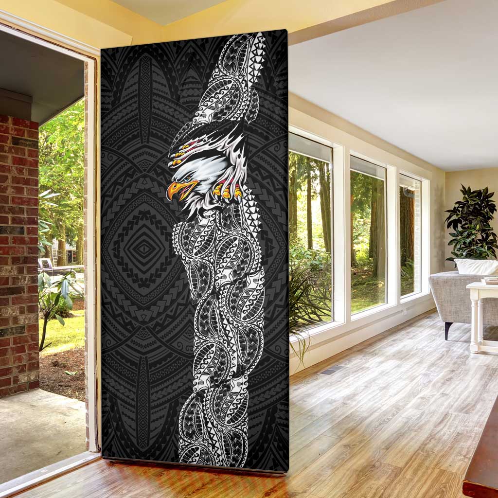 American Samoa Flag Day Door Cover Tribal Tattoo with Eagle Black