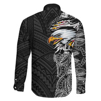 American Samoa Flag Day Family Matching Mermaid Dress and Hawaiian Shirt Tribal Tattoo with Eagle Black LT03 - Polynesian Pride