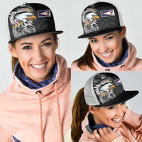 American Samoa Flag Day Mesh Trucker Cap Tribal Tattoo with Eagle Black