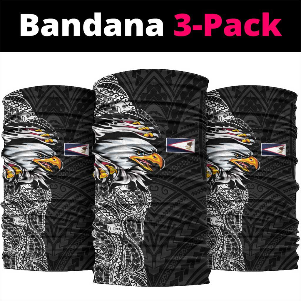 American Samoa Flag Day Neck Gaiter Tribal Tattoo with Eagle Black