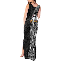 American Samoa Flag Day Tank Maxi Dress Tribal Tattoo with Eagle Black