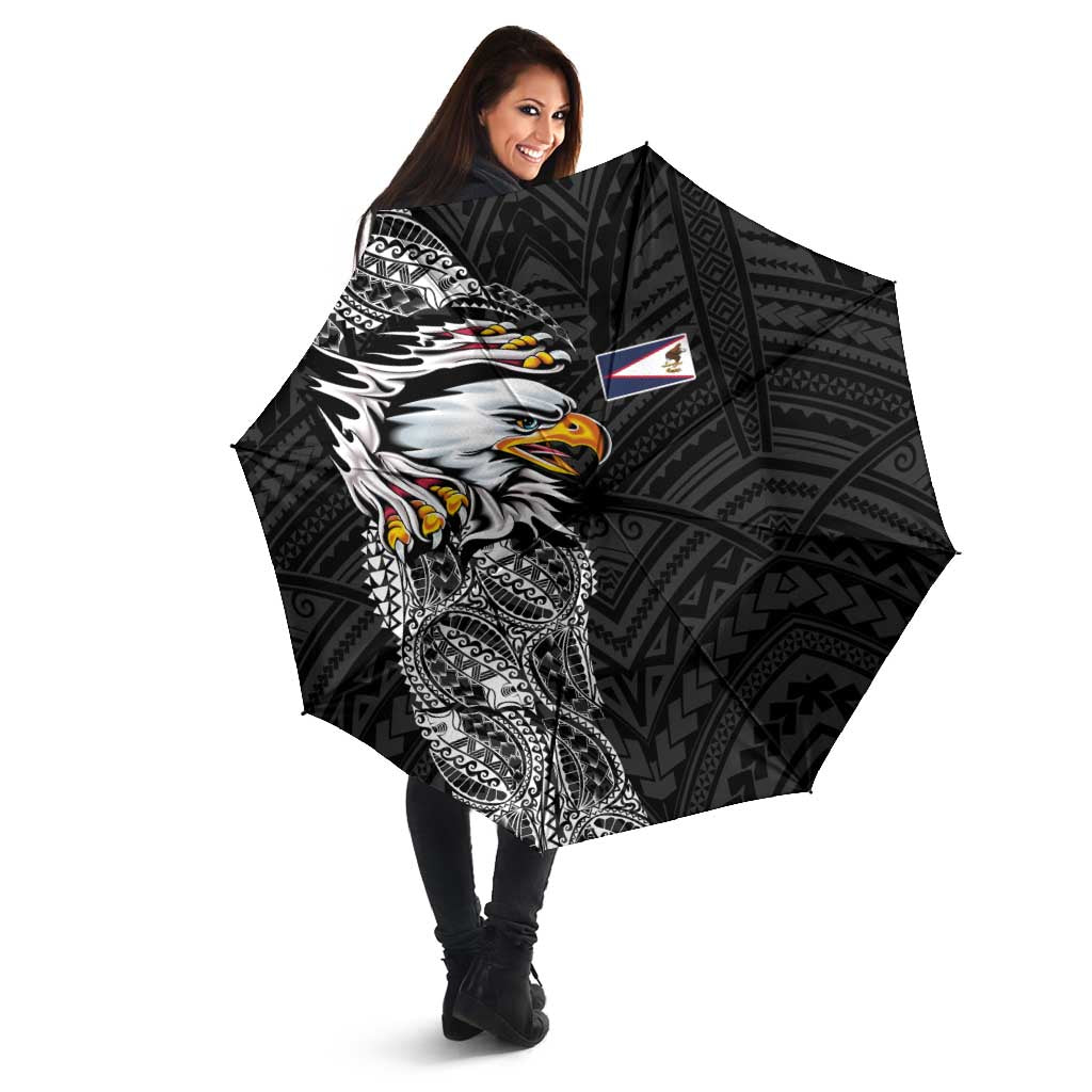 American Samoa Flag Day Umbrella Tribal Tattoo with Eagle Black