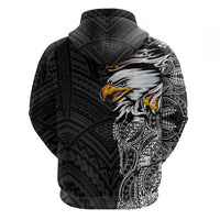 American Samoa Flag Day Zip Hoodie Tribal Tattoo with Eagle Black