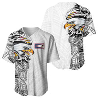 American Samoa Flag Day Baseball Jersey Tribal Tattoo with Eagle White