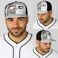 American Samoa Flag Day Baseball Net Cap Tribal Tattoo with Eagle White