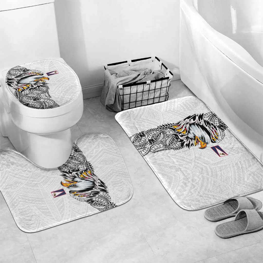 American Samoa Flag Day Bathroom Set Tribal Tattoo with Eagle White