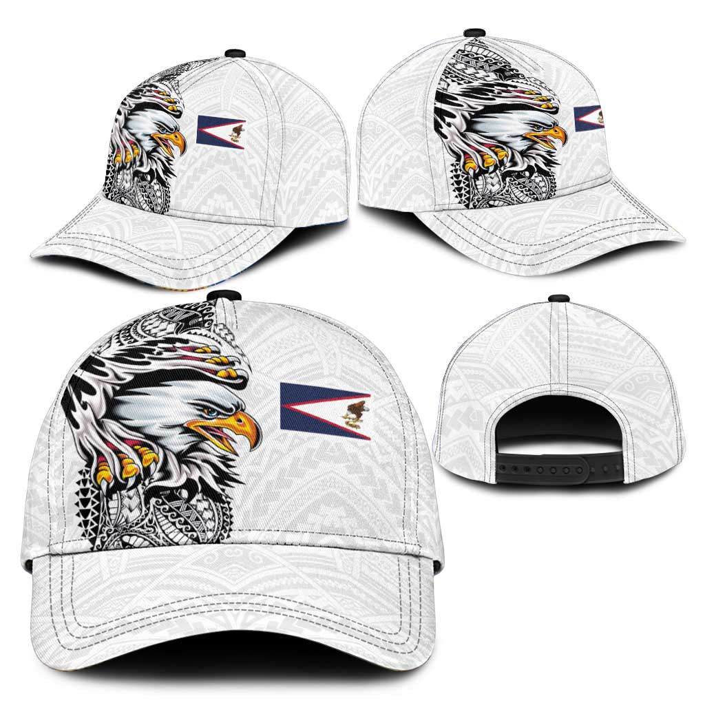 American Samoa Flag Day Classic Cap Tribal Tattoo with Eagle White