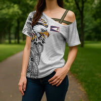 American Samoa Flag Day Cross Shoulder Shirt Tribal Tattoo with Eagle White