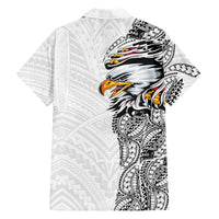 American Samoa Flag Day Family Matching Mermaid Dress and Hawaiian Shirt Tribal Tattoo with Eagle White LT03 - Polynesian Pride