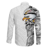 American Samoa Flag Day Family Matching Off Shoulder Maxi Dress and Hawaiian Shirt Tribal Tattoo with Eagle White