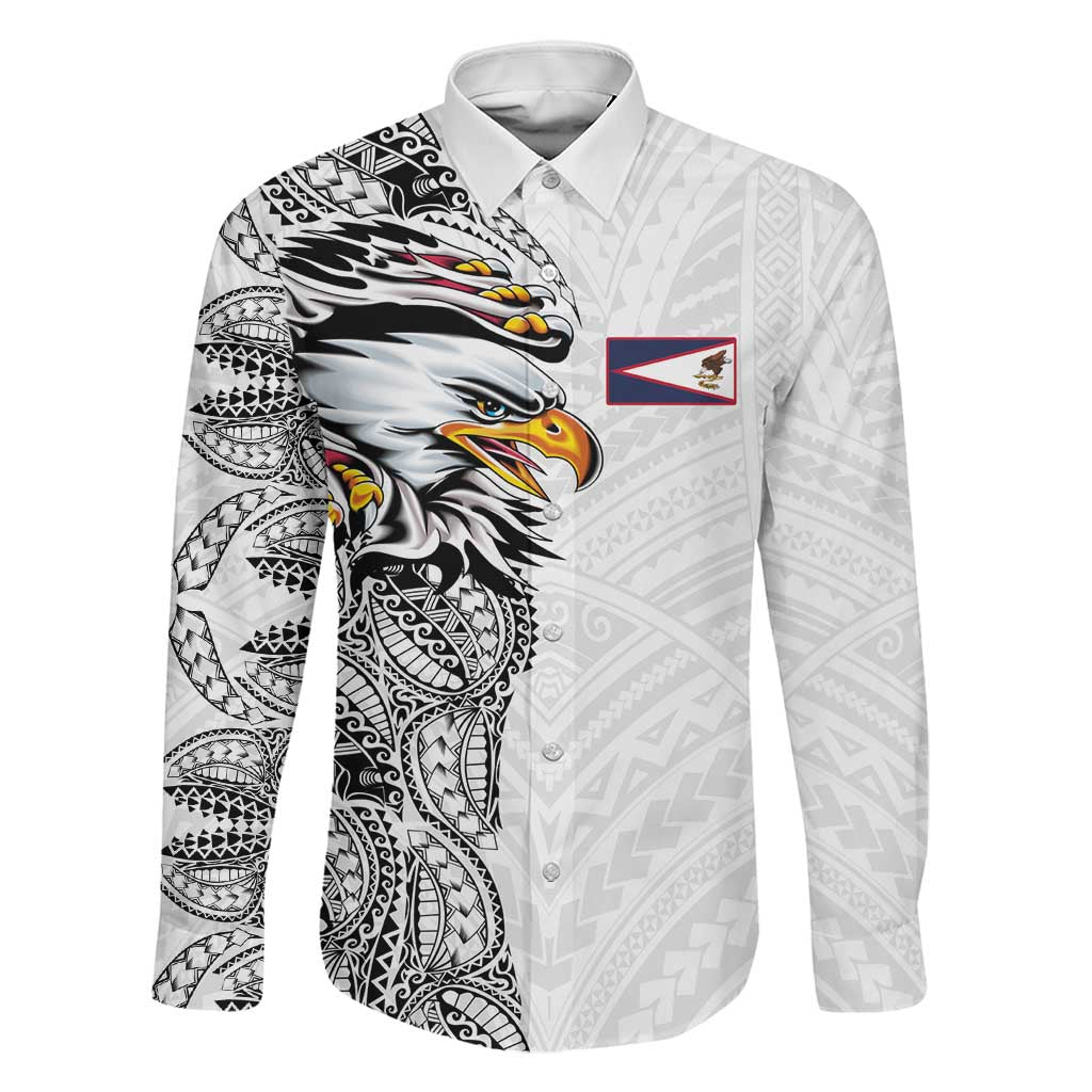 American Samoa Flag Day Family Matching Tank Maxi Dress and Hawaiian Shirt Tribal Tattoo with Eagle White