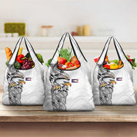 American Samoa Flag Day Grocery Bag Tribal Tattoo with Eagle White